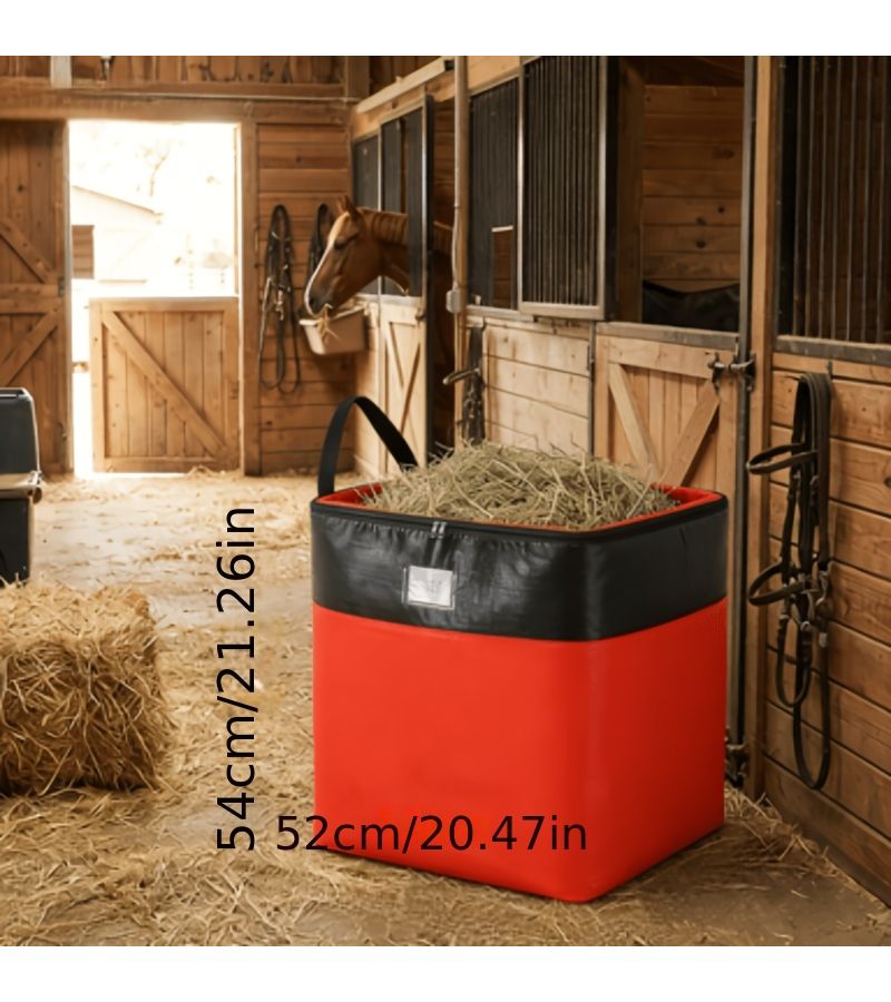 1pc China Red Durable Hay Storage Tote With Handles Easy To Clean Horse Feed And Livestock Hay Bag For Farm Supplies - Image 2