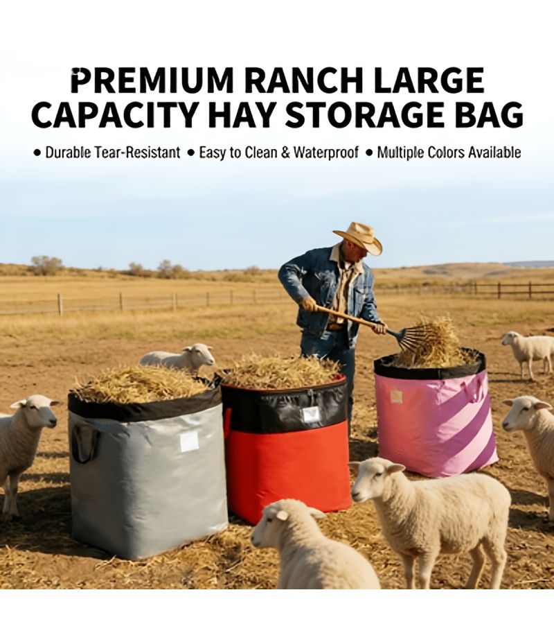 1pc China Red Durable Hay Storage Tote With Handles Easy To Clean Horse Feed And Livestock Hay Bag For Farm Supplies - Image 1