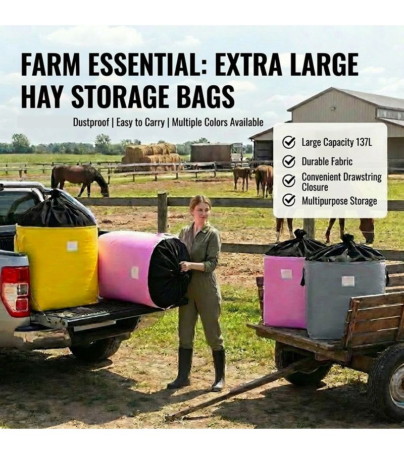 1pc China Red Durable Hay Storage Tote With Handles Easy To Clean Horse Feed And Livestock Hay Bag For Farm Supplies - Image 3