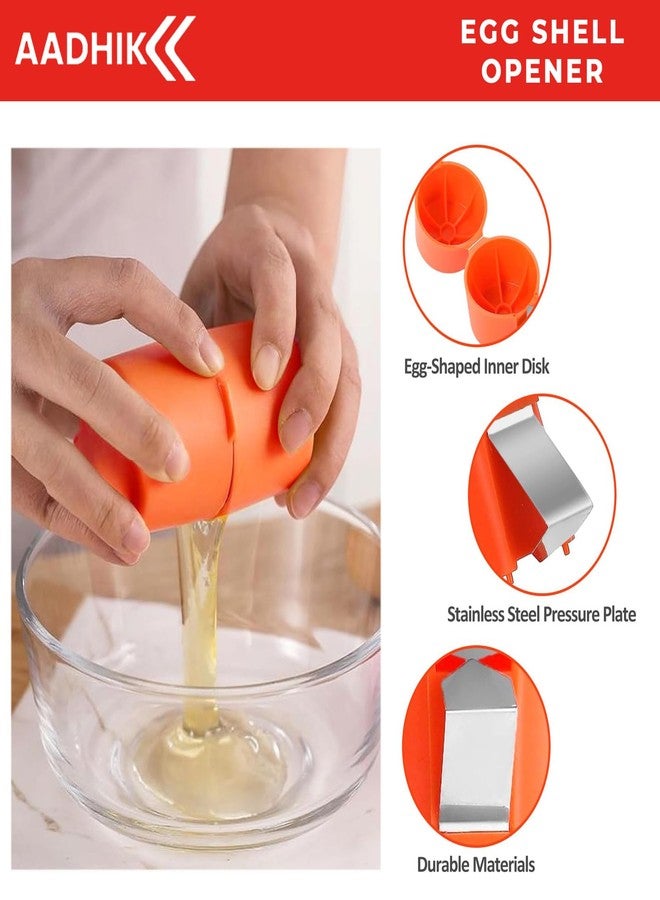 AADHIK Egg Cracker Tool Set of 2 Kitchen Tool Cooking Shell Opener Orange| Dining & Bar | Tools & Gadgets | Peelers| Peelers (Pack of 2) - Image 2