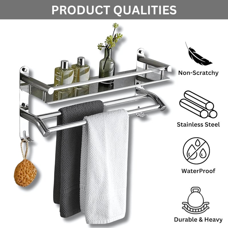 Gloxy Bathroom Accessories Set Towel Rack for Bathroom 15 Inch - Bathroom Towel Hanger for Wall - Towel Stand for Bathroom - Towel Holder in Bathroom, Kithcen, Hotels, Etc.(Chrome Finish 1pc) - Image 4