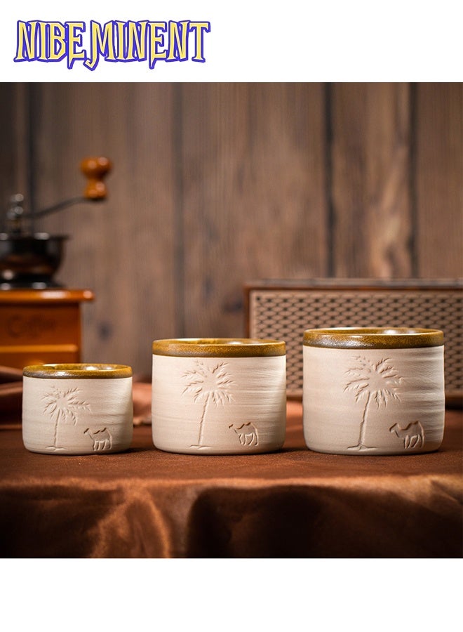 NIBEMINENT 1 Pcs Desert Camel & Palm Tree Ceramic Coffee Mug with Saucer - Reusable, Hand-Wash Only, Ideal for Family Gatherings & Special Occasions, Desert-Themed Gift, Desert Coffee Mug | Desert Theme Decor | Durable Ceramic Mug, Coffee Mug, 120ml  - Image 5