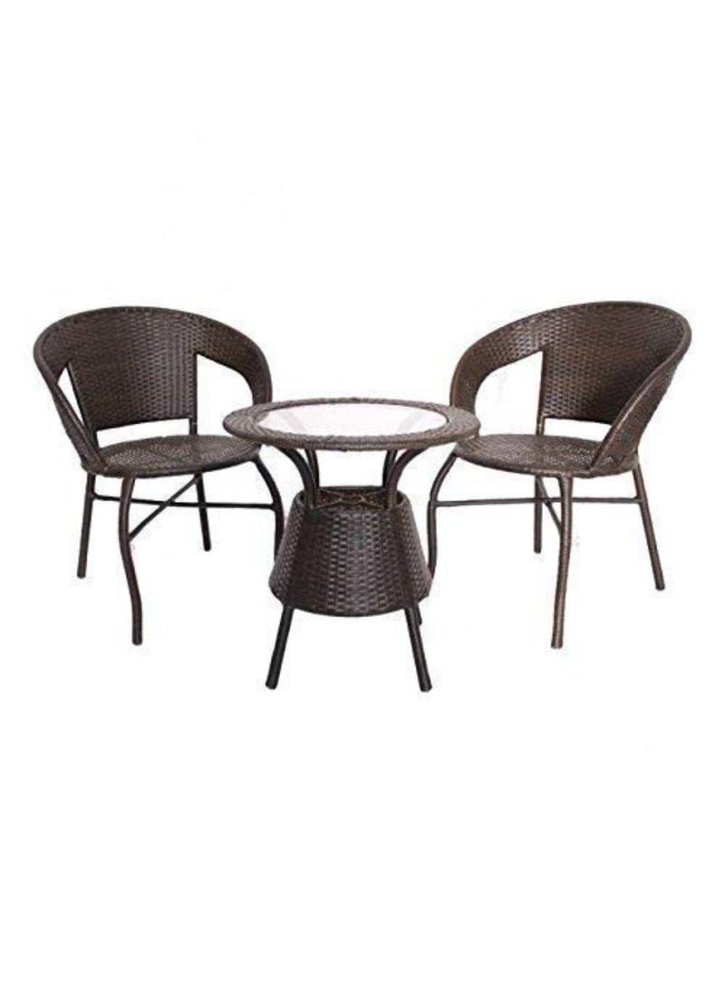ANAND INDIA GROUPS ANAND INDIA GROUPS Outdoor Brown Single Seater Chair Set Outdoor Indoor Living Room Balcony Garden Patio Home Improvement 2Chair and 1Table with Glass Set 