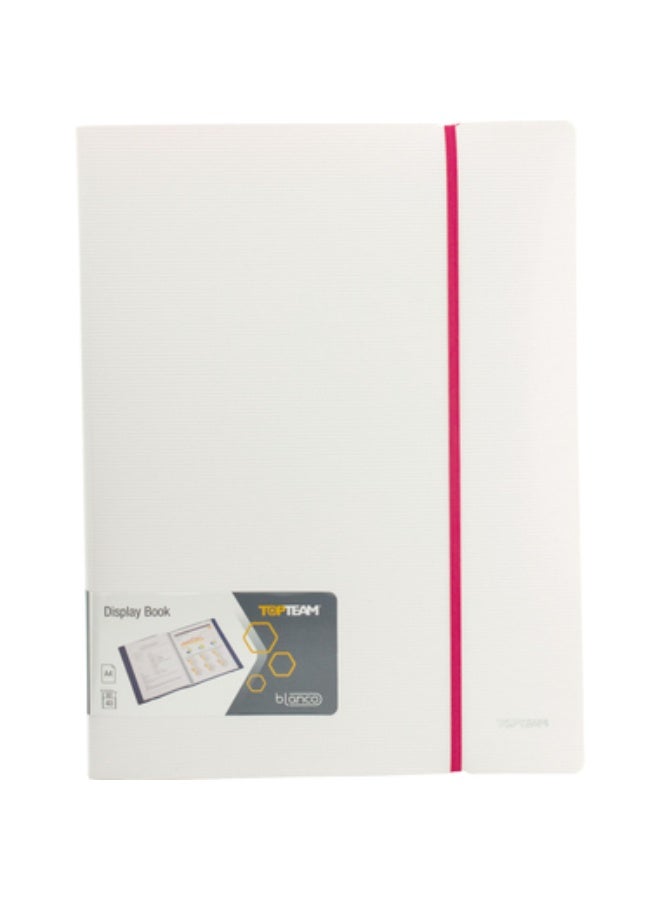 Display Book 40 Pocket A4 Polypropylene White/Pink