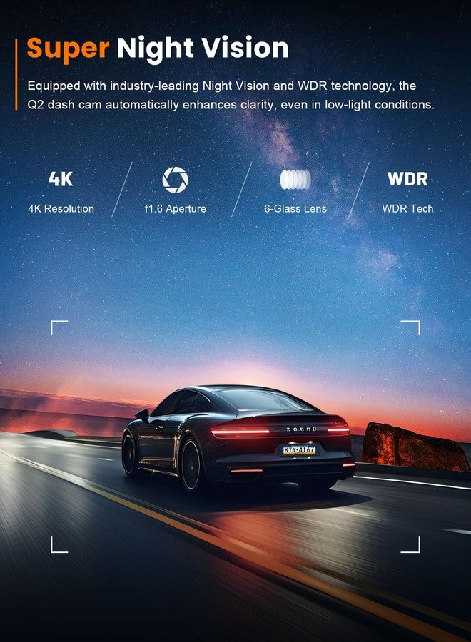 galphi 4K Dash Cam Front, Built-in 5G WiFi, 64GB Card Included, Dash Camera for Cars, Mini Dashcam with Super Night Vision, Loop Recording, G-Sensor, 24 Hours Parking Monitor, Support 256GB Max - Image 5