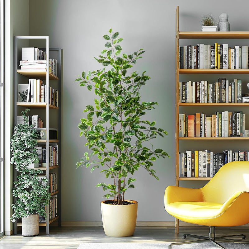 Bailikang Artificial Ficus Tree Indoor 5ft, Large Potted Faux Tree with Realistic Silk Leaves & Trunk for Home Office, Living Room Corner Decor - Image 3