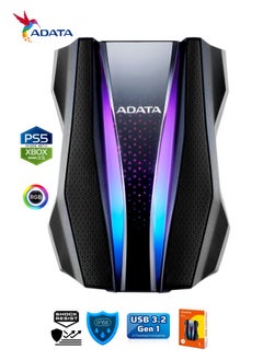 أداتا محرك الأقراص الصلبة المحمول HD770G RGB سعة 1 تيرابايت خارجي لألعاب PS5 XBOX مقاوم للماء والغبار | أسود  - Image 5
