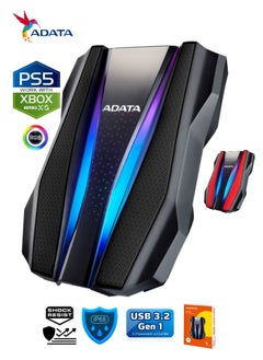 أداتا محرك الأقراص الصلبة المحمول HD770G RGB سعة 1 تيرابايت خارجي لألعاب PS5 XBOX مقاوم للماء والغبار | أسود  - Image 1