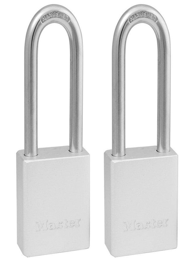 Master Lock Heavy Duty Solid Aluminum Padlock, Key Retaining Lock for Outdoor Use, 2in. Extended Shackle, Keyed Alike Padlocks, 2 Pack, 570TLH Silver - Image 1