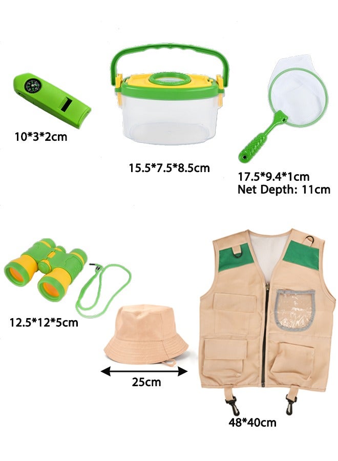 طقم أزياء سفاري استكشافي للأطفال - سترة ذكية وقبعة وإكسسوارات للعب الأدوار في الهواء الطلق، ومغامرة الأدغال والتنكر في الطبيعة (من سن 3-8 سنوات) - Image 3