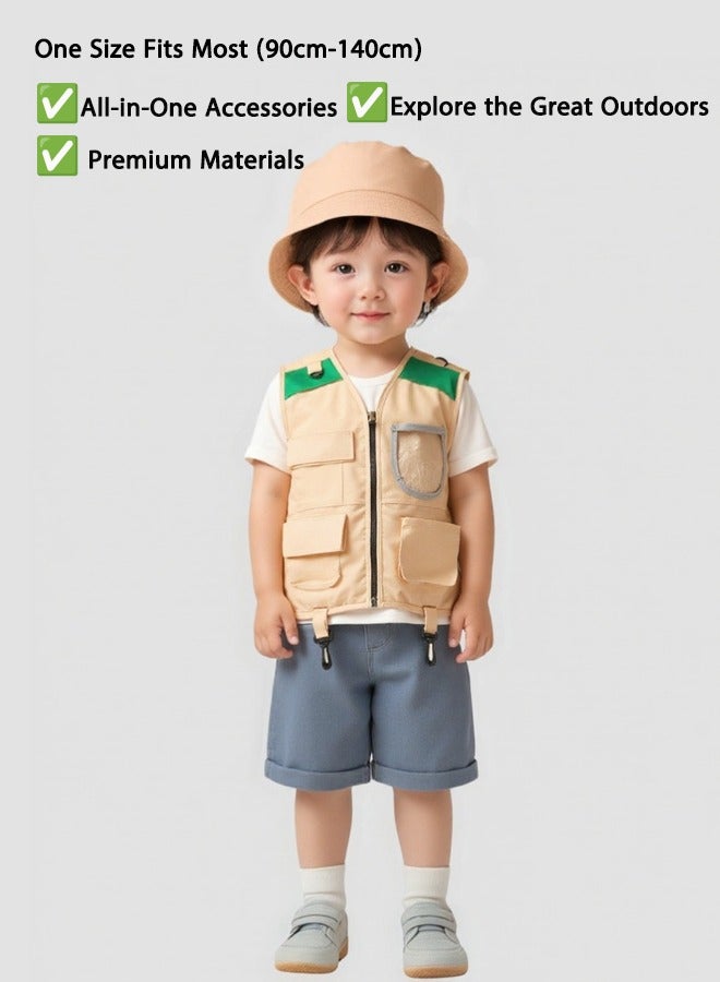 طقم أزياء سفاري استكشافي للأطفال - سترة ذكية وقبعة وإكسسوارات للعب الأدوار في الهواء الطلق، ومغامرة الأدغال والتنكر في الطبيعة (من سن 3-8 سنوات) - Image 2