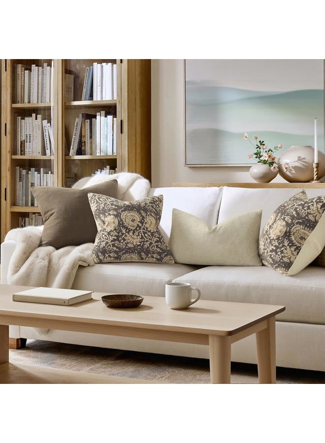 DKwizme Vintage Floral Print Throw Pillow Covers 20x20 Set of 2 Neutral Modern Farmhouse Pillowcases Accent Decorative Cushion Covers Boho Home Decor for Couch Sofa Chair Bed Living Room, Rustic Gray - Image 4