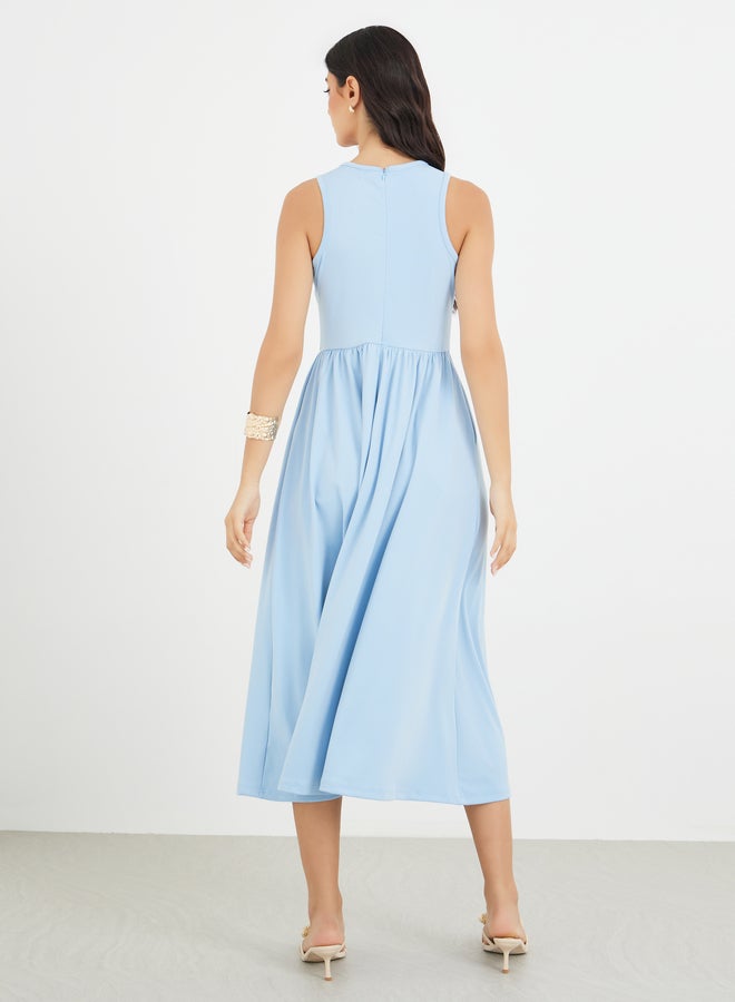 ستايلي فستان ميدي - بخصر مجمع بدون أكمام من - Image 5