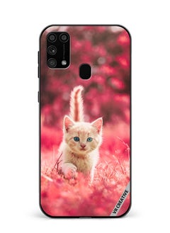 VR CREATIVE Protective Case Cover For Samsung Galaxy M31/M31 Prime Red Blossom Cat Design Multicolour  - Image 1