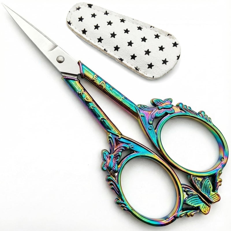 GLEXAL Small Embroidery Scissors with Cover -Cute and Comfortable handles with Sturdy and Sharp Tips for Precise Cutting, Sewing and Craft Supplies Kit - Image 1