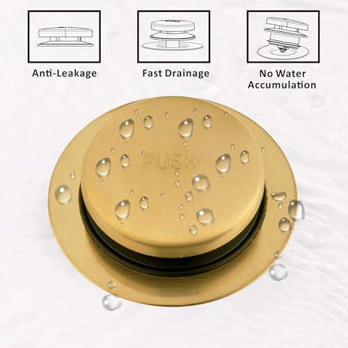 Artiwell Universal Tip Toe Bath Drain Stopper and Cover, Bathtub Drain Stopper, Replaces Lift and Turn, Tip-Toe and Trip Lever Drains for Tub, EZ Installation and Clearing (Brushed Gold) - Image 4