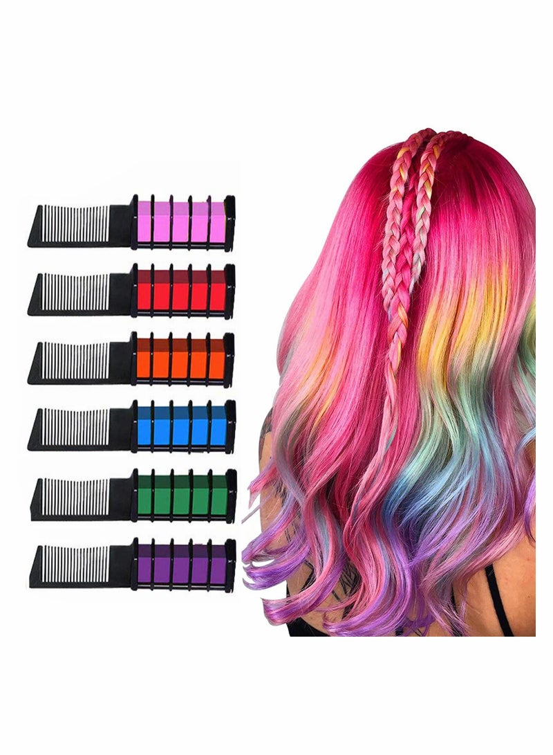 Excefore Hair Chalk Comb Temporary Hair Color Dye, 6 Color Washable Hair Chalk Comb Set for Girls Age 4 5 6 7 8 9 10 Kids for Birthday Party, Cosplay DIY - Image 1