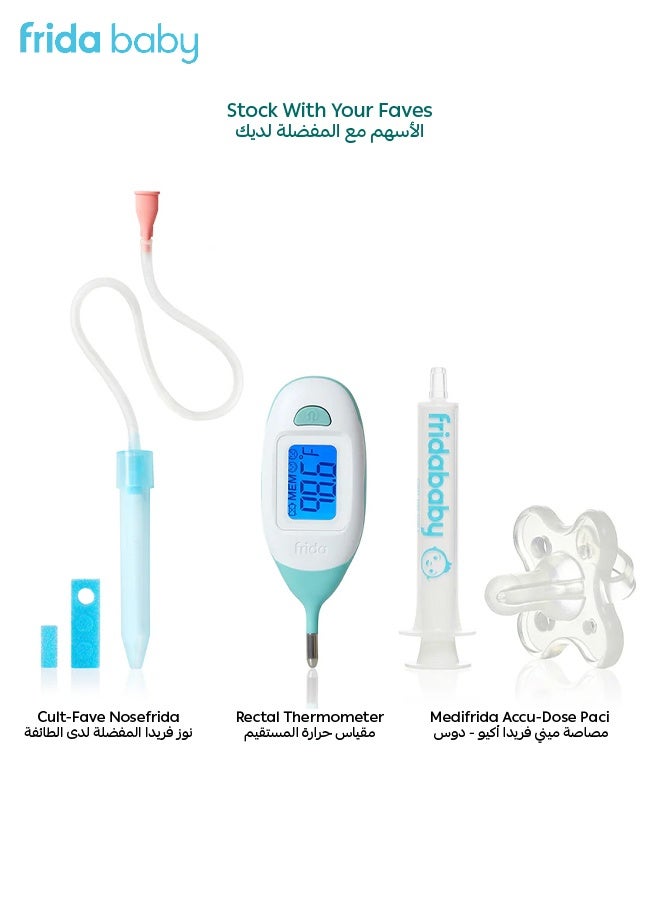 fridababy Mobile Medicine Cabinet Travel Kit | Includes NoseFrida + Filters | MediFrida | Rectal Thermometer | Removable Pouch | Stackable Storage | Silicone Carrying Strap | 3 Layers  - Image 4