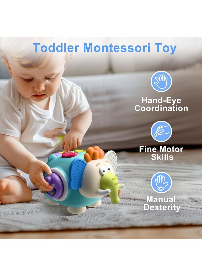 KASTWAVE Montessori Baby Activity Cube - Elephant Sensory Toy for Infants & Toddlers, Carseat/Plane Travel Companion, Educational Gift for Kids Aged 6-18 Months & 2-3 Years - Developmental Learning Fun - Image 4