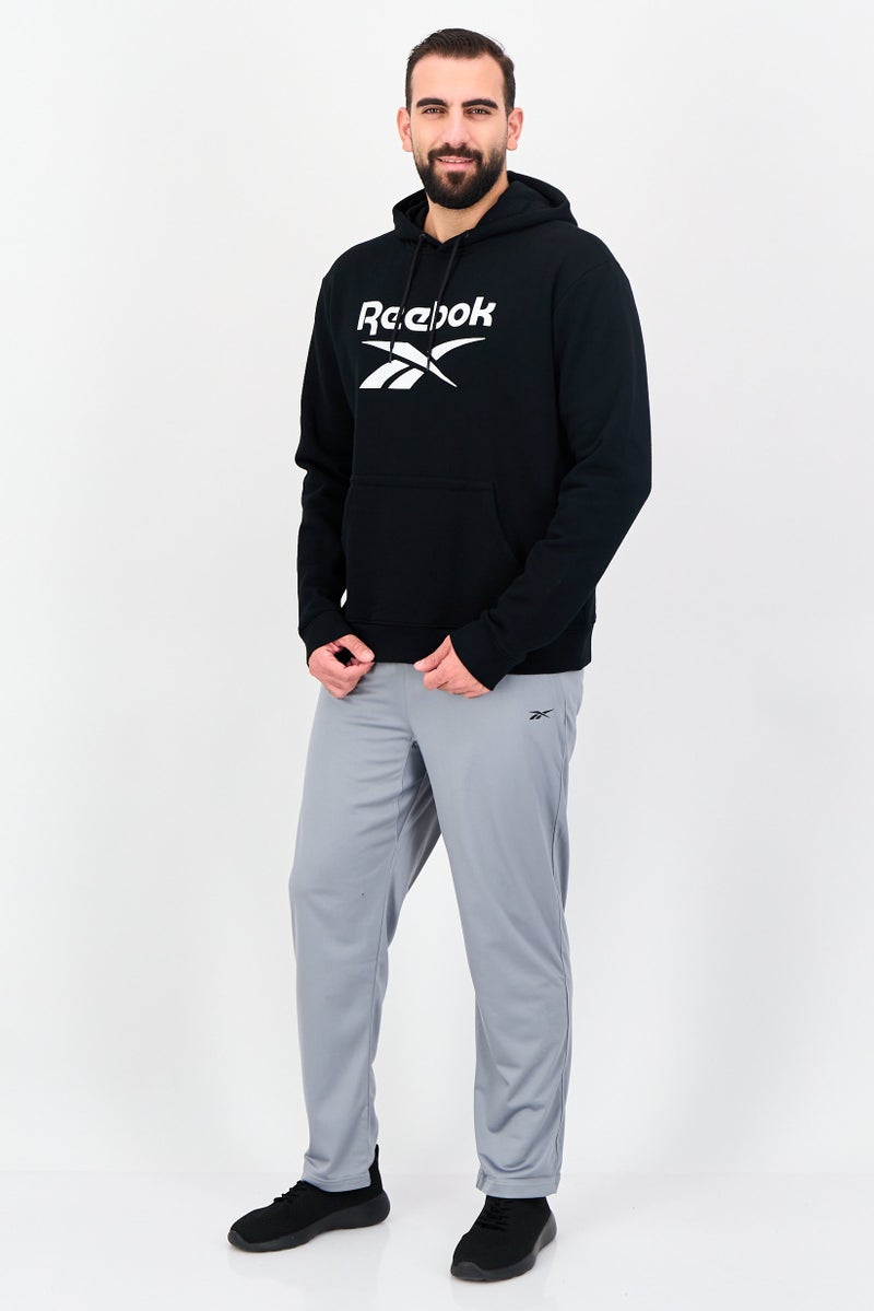 Reebok هودي رياضي للرجال بأكمام طويلة مناسب للخارج، أسود - Image 4