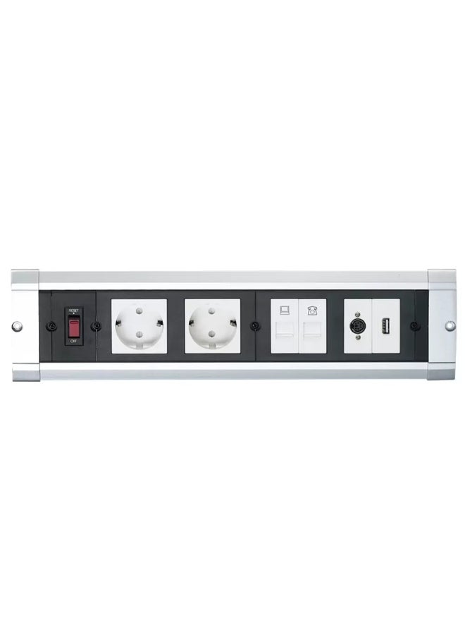 Elitco Elitco - Flush Mount Desktop Socket F5B.M + RJ45, Floor Box, Simple and Rapid Installation with Overload Protection Switch 