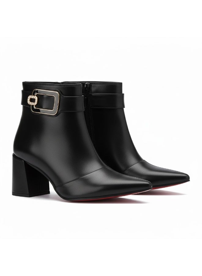 Stylish women's half-boots made of imported leather with a distinctive classic design - Image 1