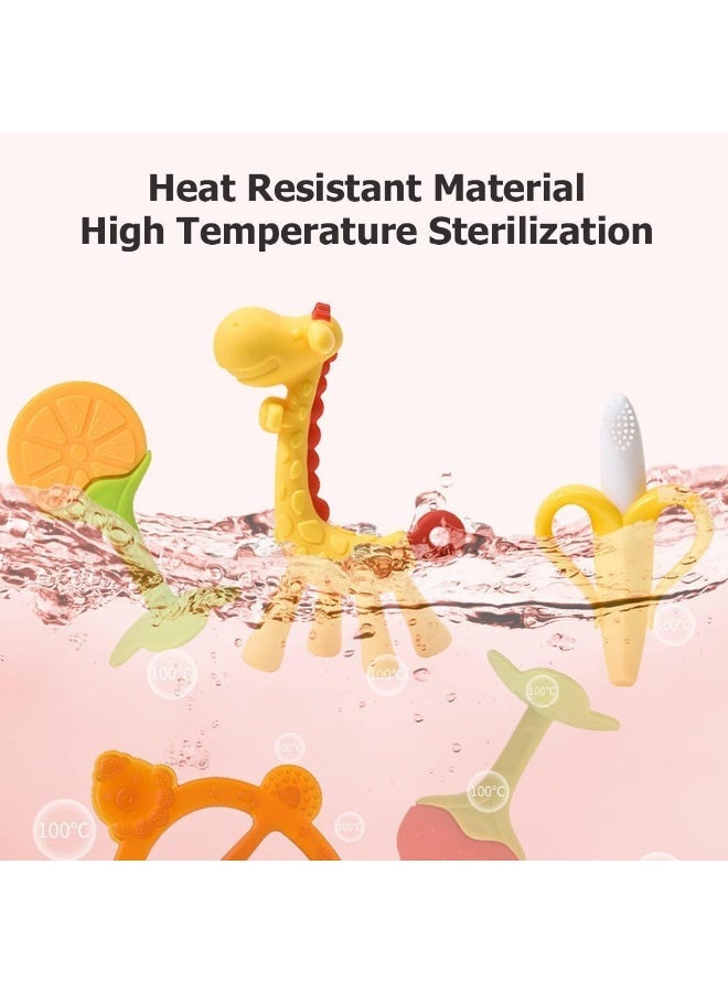 ECVV 4 Pack Baby Teething Toys Set Silicone Fruit Shape Giraffe Baby Teethers BPA Free Soothe Babies Gums for Babies Infants Toddlers Boys & Girls - Image 5