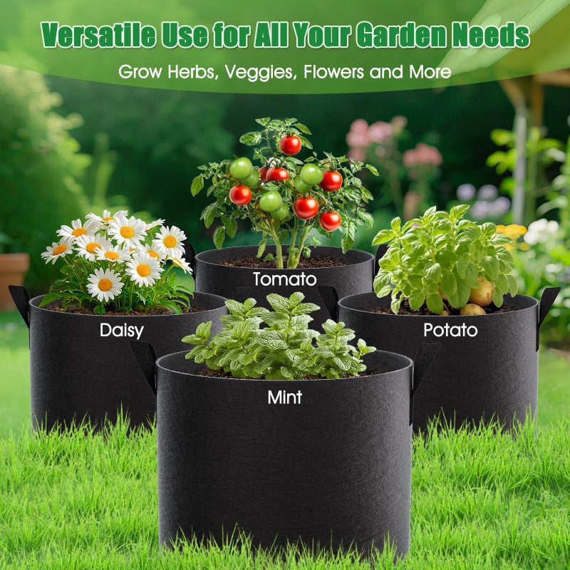 FEED GARDEN 10 Gallon Grow Bags 4 Pack â€“ 300G Thickened Fabric Plant Pots with Reinforced Handles, Breathable Drainage Planters for Vegetables, Tomatoes, Herbs, Indoor & Outdoor Gardening - Image 5