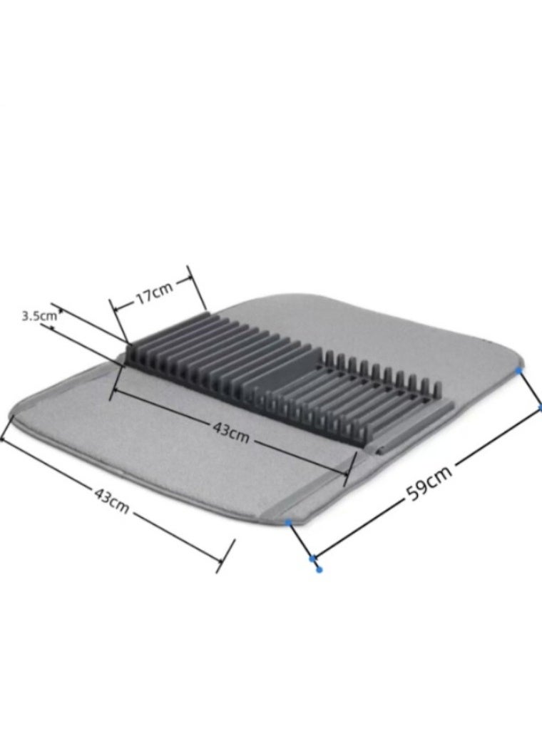 هومستر 2-إن -1 تجفيف المطبخ الرمادي الممتاز ثنيات مطبخ ألياف دقيقة فائقة الامتصاص مجاري مصفاة قابلة للطي ومطوية تصميم قابلة للفصل تجفيف سريع وقابل للماء قاعدة دعامة غير انزلاقية لمقاومة الثبات مثاليّة للصحن/الأكواب/الأواني أربطة منظم موفرة للمساحة على سطح الطاولة يجب أن يكون لها ملحق المطبخ - Image 5