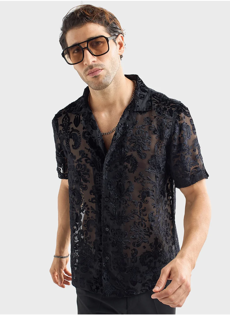 فاف Regular Fit Floral Textured Shirt