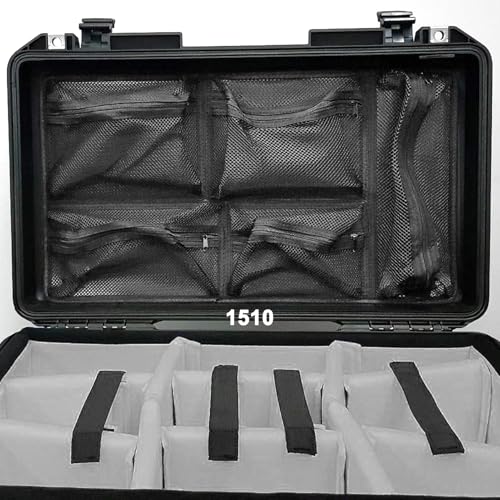 LAFENLIN Lid Organizer for Pelican 1510 Case, 5 Mesh Pockets Storage Organizer, Fits Camera Cases, Diving Dry Boxes, Hard Cases & Toolboxes - Includes Screws & Velcro Straps, Durable, Thickening Mesh - Image 1