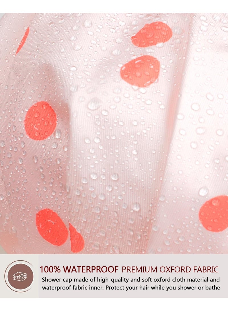 Luvruitaky Shower Cap Luxury Shower Caps for Women Reusable Waterproof Hair Cap for Shower with Adjustable Bowknot Hair Bath Cap (Pink) - Image 4