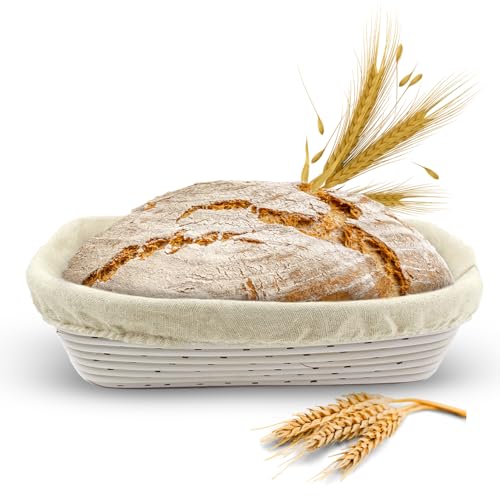 Vollum Banneton Bread Proofing Basket & Liner – 2 lb – 12.25" x 6" x 3.5" Rectangular Brotform – Handmade Rustic Sourdough Bread Baking Supplies, Banneton Basket, Sour Dough Tools, Gifts for Bakers - Image 1