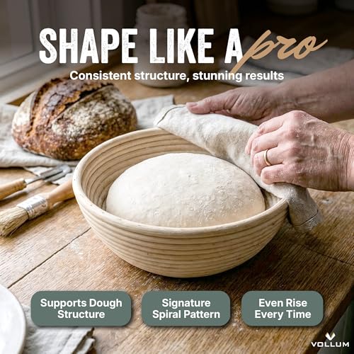Vollum Banneton Bread Proofing Basket & Liner – 2 lb – 12.25" x 6" x 3.5" Rectangular Brotform – Handmade Rustic Sourdough Bread Baking Supplies, Banneton Basket, Sour Dough Tools, Gifts for Bakers - Image 5