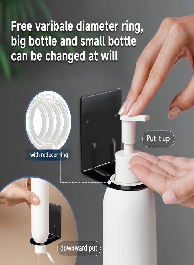 LEFTSTARER 4Pcs Soap Dispenser Wall Mount Bottle Holder, Shampoo Holder for Shower Wall, Shampoo Dispenser Holder for Bathroom Kitchen Toilet(4pcs Black) - Image 2