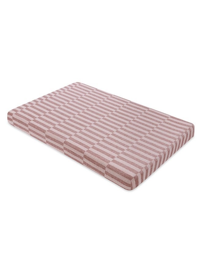 Babyletto 100% Organic Cotton Mini Crib Sheet, GOTS-Certified, Fitted 360°, Ultra-Soft and Breathable Muslin - Maroon Offset Stripe - Image 2