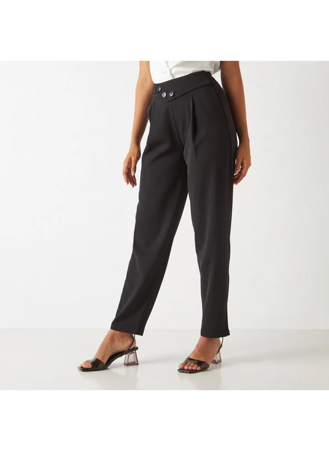 2Xtremz 2Xtremz Tapered Trousers with Pleat Detail and Button Closure