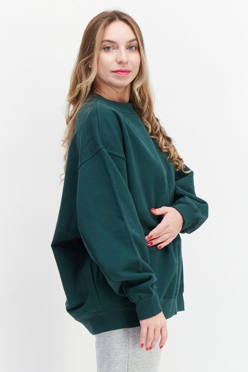 adidas Originals Women Sportswear Fit Long Sleeve Training Sweatshirt, Green  - Image 2