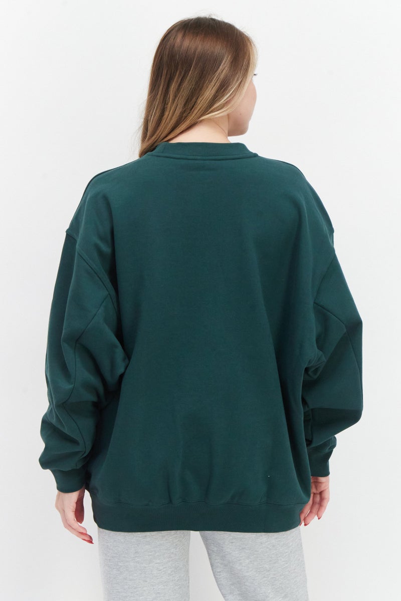 adidas Originals Women Sportswear Fit Long Sleeve Training Sweatshirt, Green  - Image 4