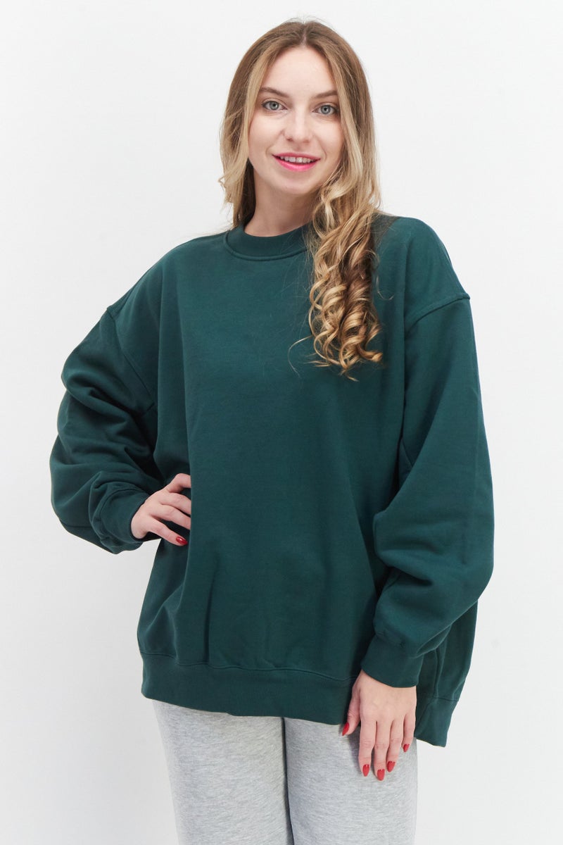 adidas Originals Women Sportswear Fit Long Sleeve Training Sweatshirt, Green  - Image 1