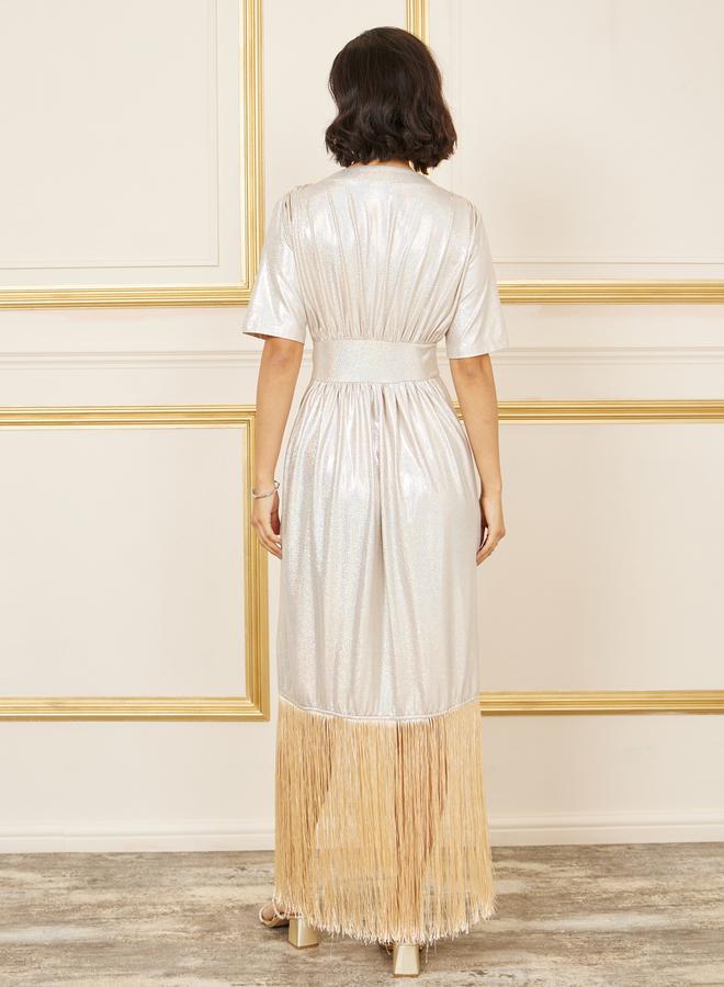 Styli Fringed Metallic Dress  - Image 4