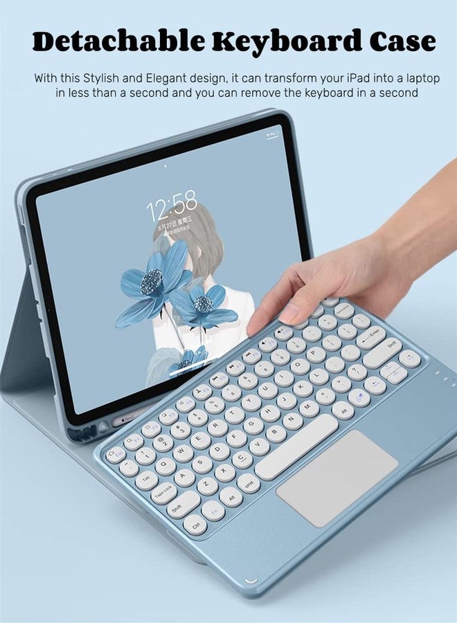 AnMengXinLing جراب لوحة مفاتيح AnMengXinLing لجهاز iPad 10.2 متوافق مع iPad 9/iPad 8/iPad 7 (2021/2020/2019) لوحة لمس قابلة للفصل مع حامل قلم، غطاء جلدي أنيق رفيع، غطاء ذكي، متوافق مع الجيل 9/8/7 (iPad9/iPad8/iPad7، أزرق سماوي) - Image 3