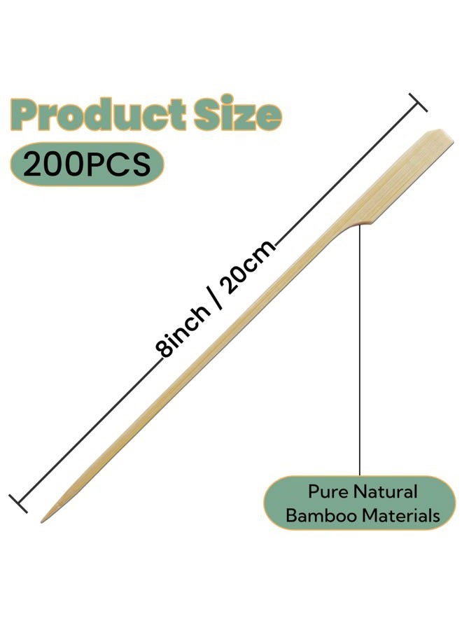 XMZY 200 PCS Bamboo Skewers for Appetizers, Kabob Skewers, Skewers for Grilling, Bamboo Sticks for Fruit Kabobs, Charcuterie Boards Accessories (8 Inch) - Image 2