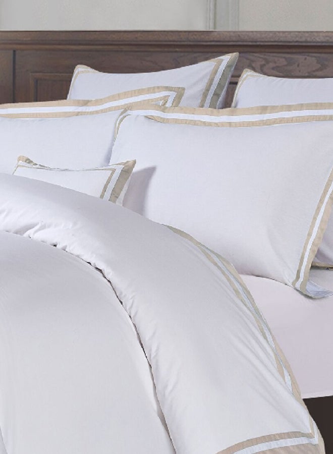 Brata Stitch Convenient Queen Bed in a Bag Bedding Set White and Brown 1 x 240 x 230 cm PARK05 