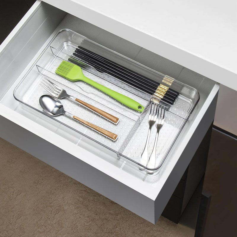 Lonian Cutlery Tray, No-Slip Drawers Organizer for Utensils Storage and Organising in Kitchen, Cosmetic Tray for Dressing Table Makeup Storage Organiser in Bedroom and Living Room - Image 1