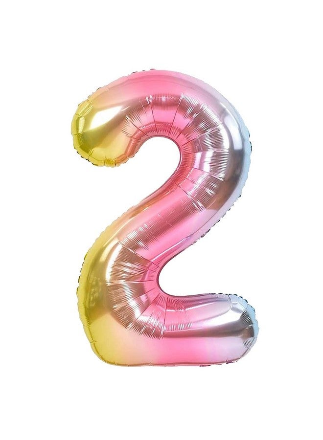 FI - FLICK IN FI - FLICK IN 1 Pc Big Size Number 2 Foil Balloon 32 Inch Large Rainbow Number Foil Balloon Gradient 0 to 9 Number Balloons for Decoration 2nd Birthday Anniversary Decoration Items (Pack of 1, Rainbow)  - Image 5