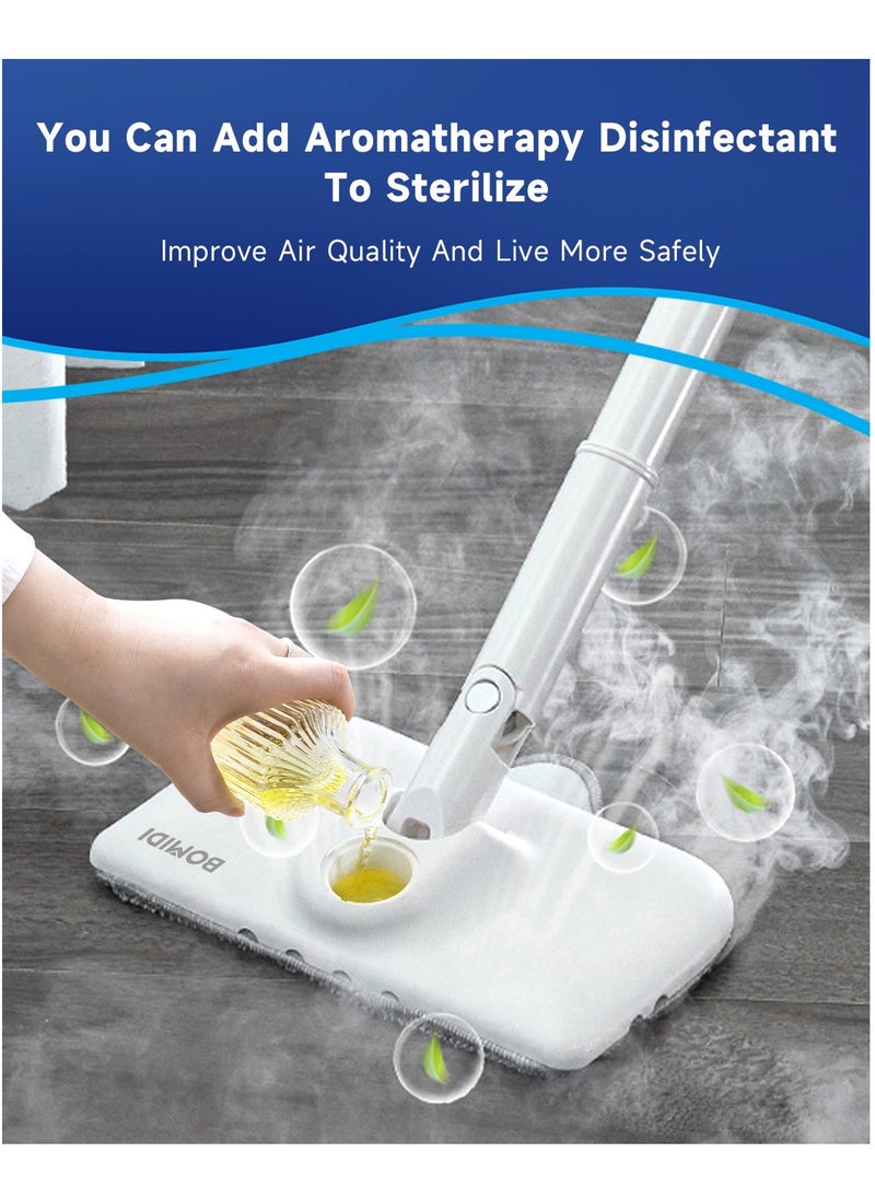 BOMIDI 1200W High-Power Steam Mop for Multi-Surface Floors (Wood/Tile/Carpet) with Adjustable Steam, 18s Fast Heating, 380mL Visual Tank & Aromatherapy Function  - Image 5
