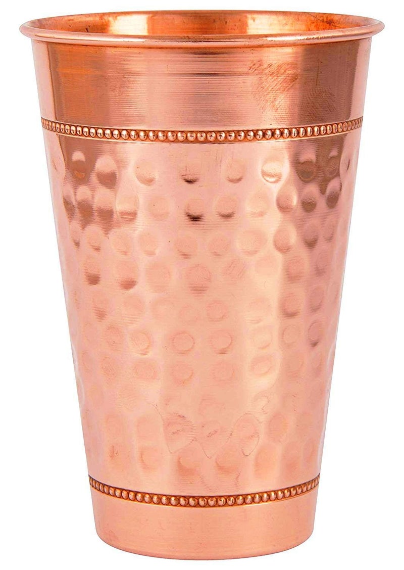 KBB Dot Design Hammered Jumbo Copper Glass 550 ml Set of 4 - Image 2
