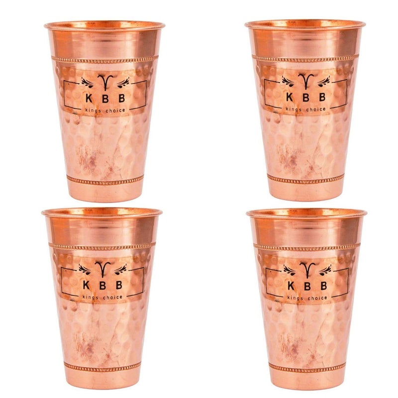 KBB Dot Design Hammered Jumbo Copper Glass 550 ml Set of 4 - Image 1