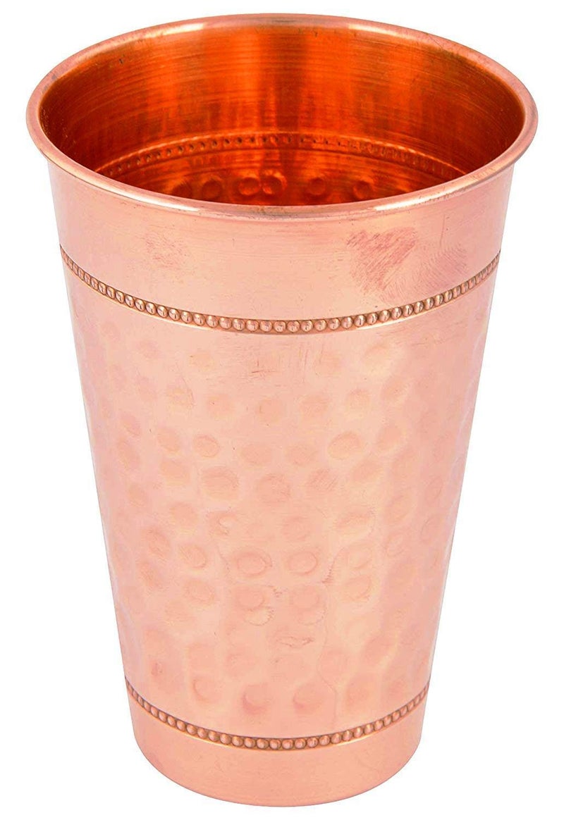 KBB Dot Design Hammered Jumbo Copper Glass 550 ml Set of 4 - Image 4